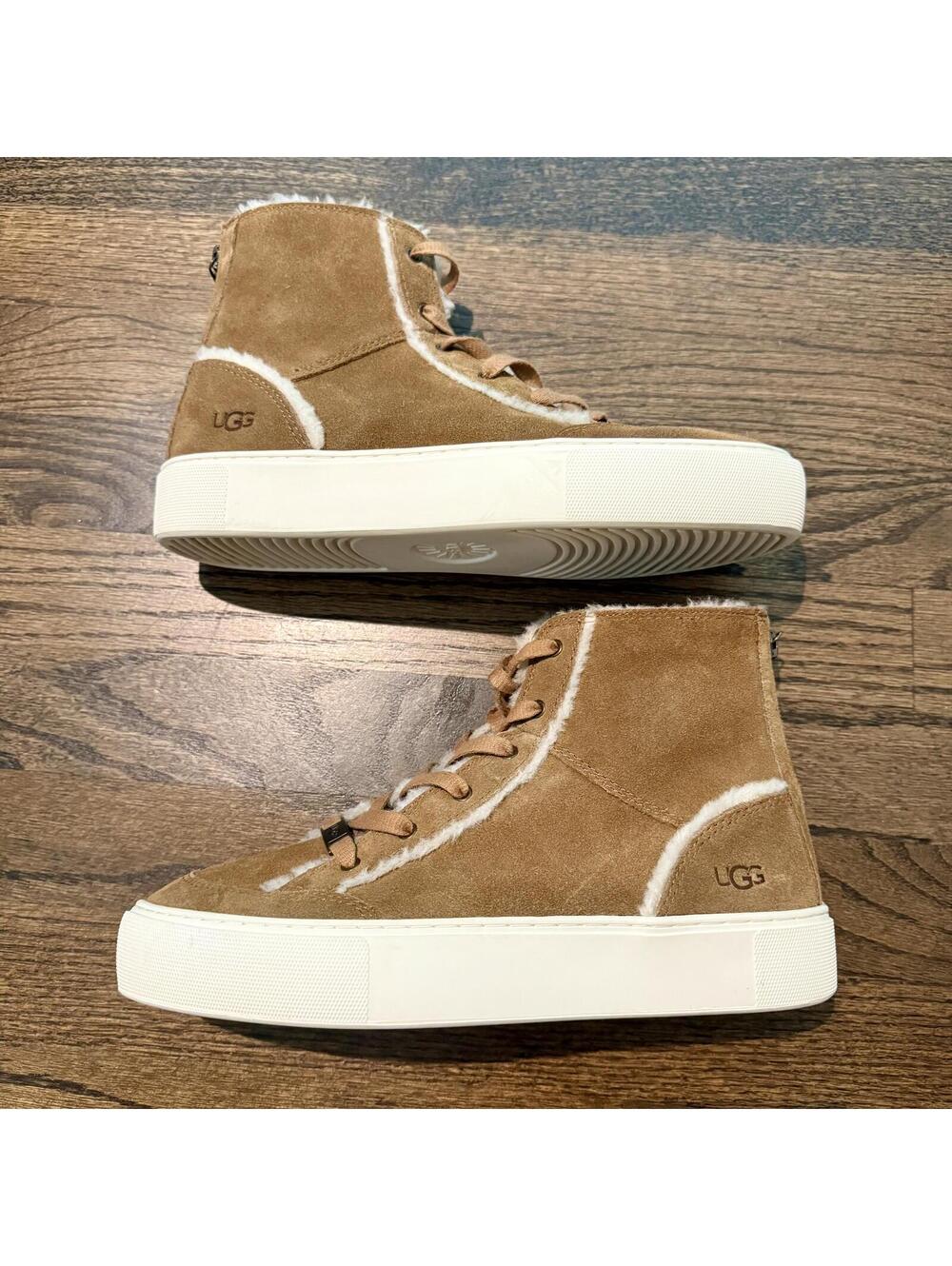 UGG Women's Nuray High Top Chestnut Brown Suede Trainers Size 8.5 - Picture 4 of 9